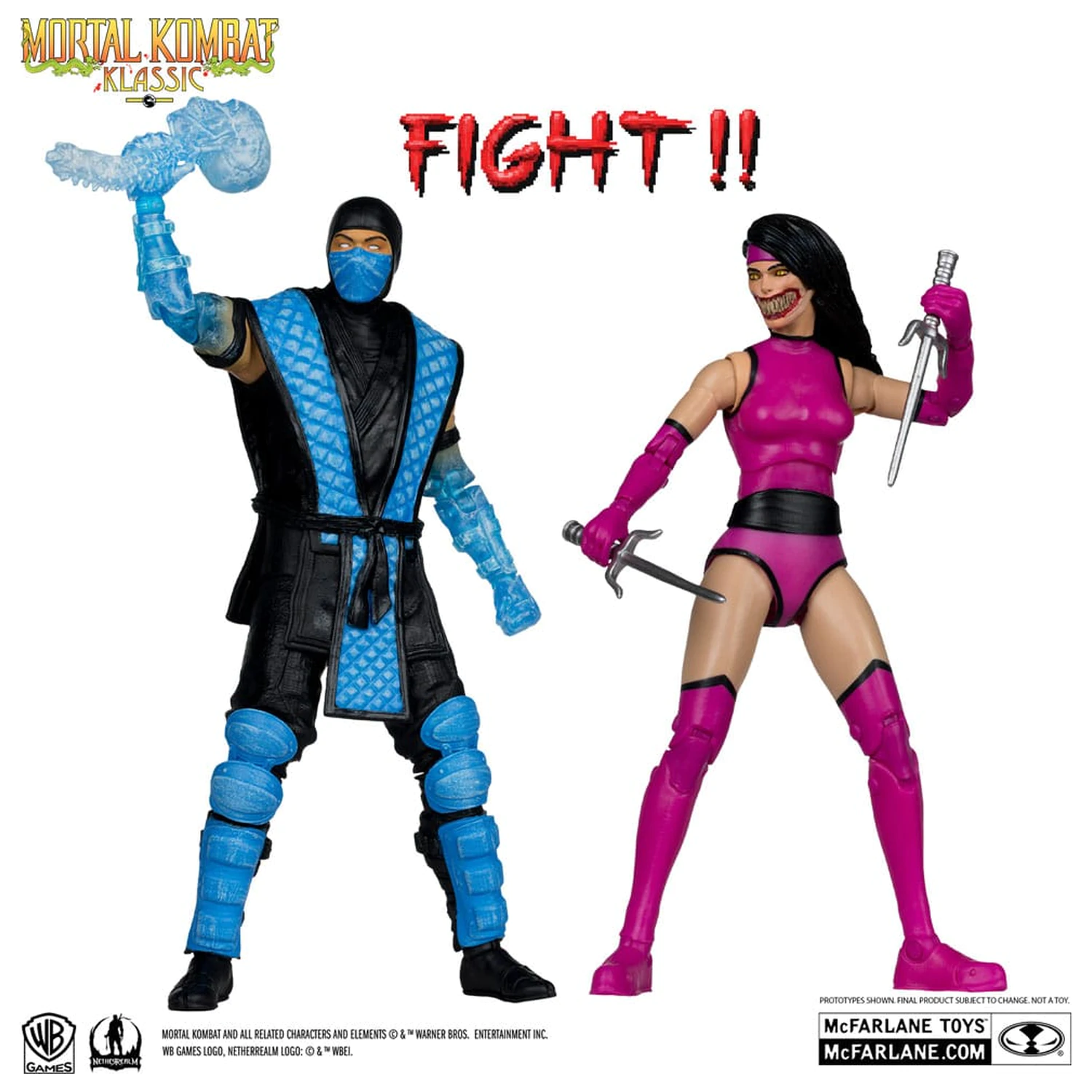 Mortal Kombat Sub-Zero vs. Mileena (Klassiks) 2 db-os akciófigura csomag 18 cm termékfotó