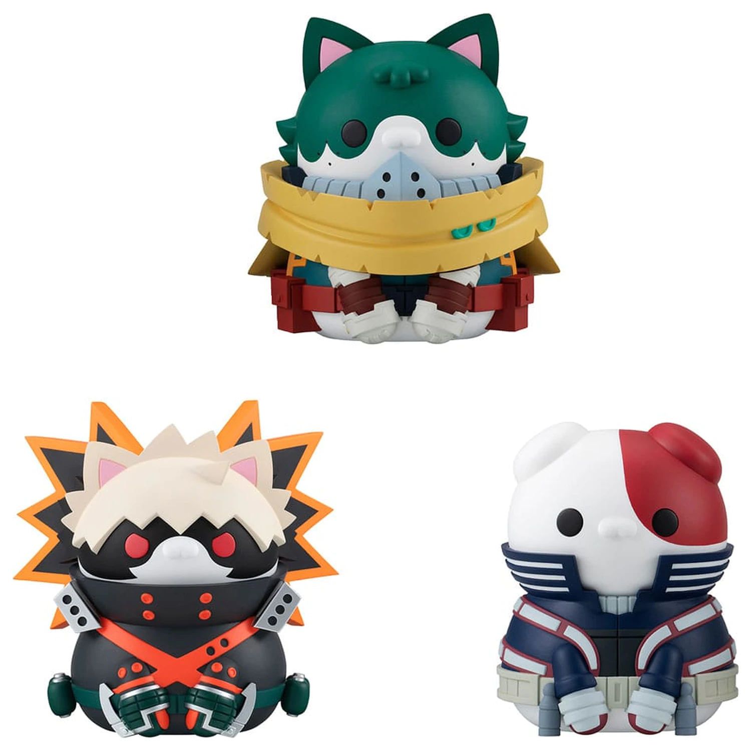 My Hero Academia Mega Cat Project Nyanto! The Big Heroaca Cats Series Trading figura Izuku Midoriya & Katsuki Bakugo & Shoto Todoroki 3 db-os csomag 12 cm   termékfotó
