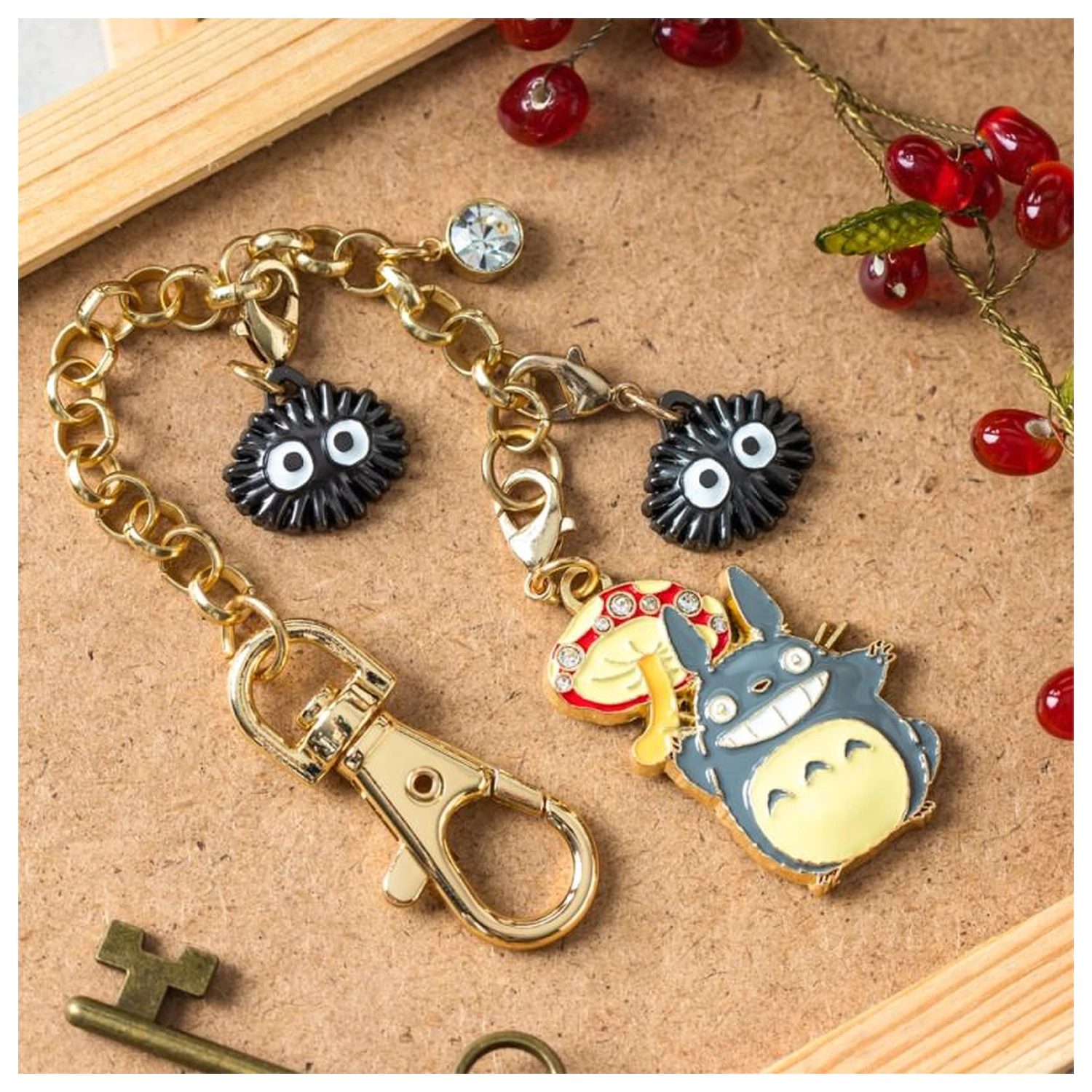 My Neighbor Totoro Grey Totoro & Mushroom Chainette charms termékfotó