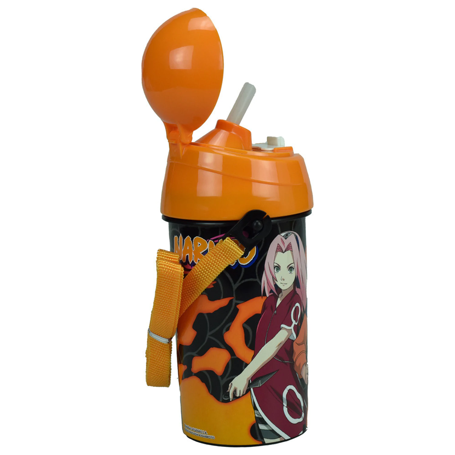 Naruto Fire műanyag szívószálas kulacs akasztóval 500 ml termékfotó