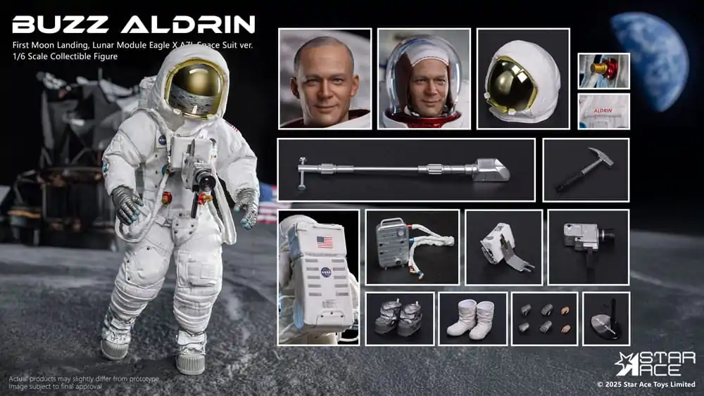NASA Apollo 11 1/6 Buzz Aldrin akciófigura 30 cm  termékfotó