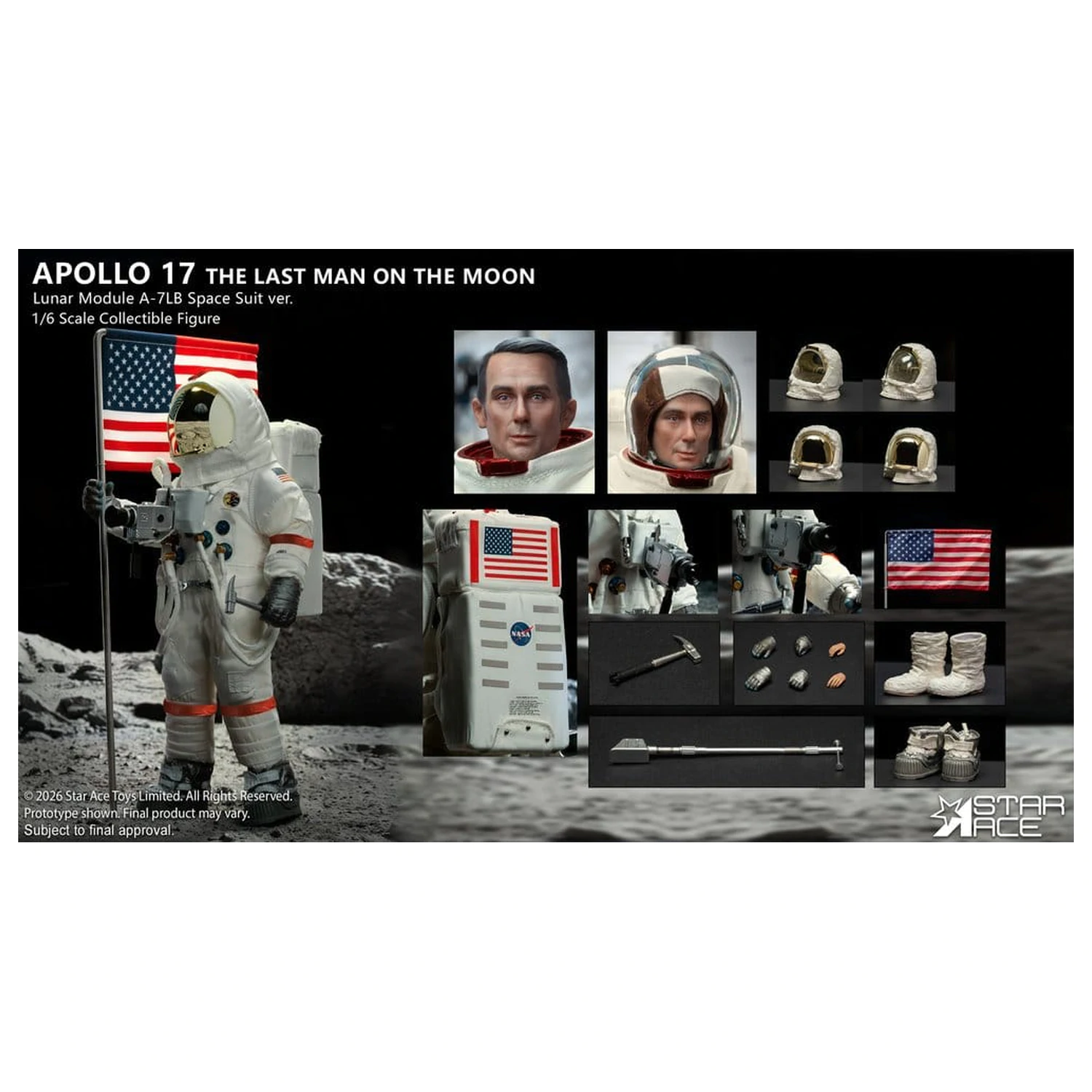 NASA Apollo 17 1/6 The Last Man on the Moon akciófigura 30 cm  termékfotó