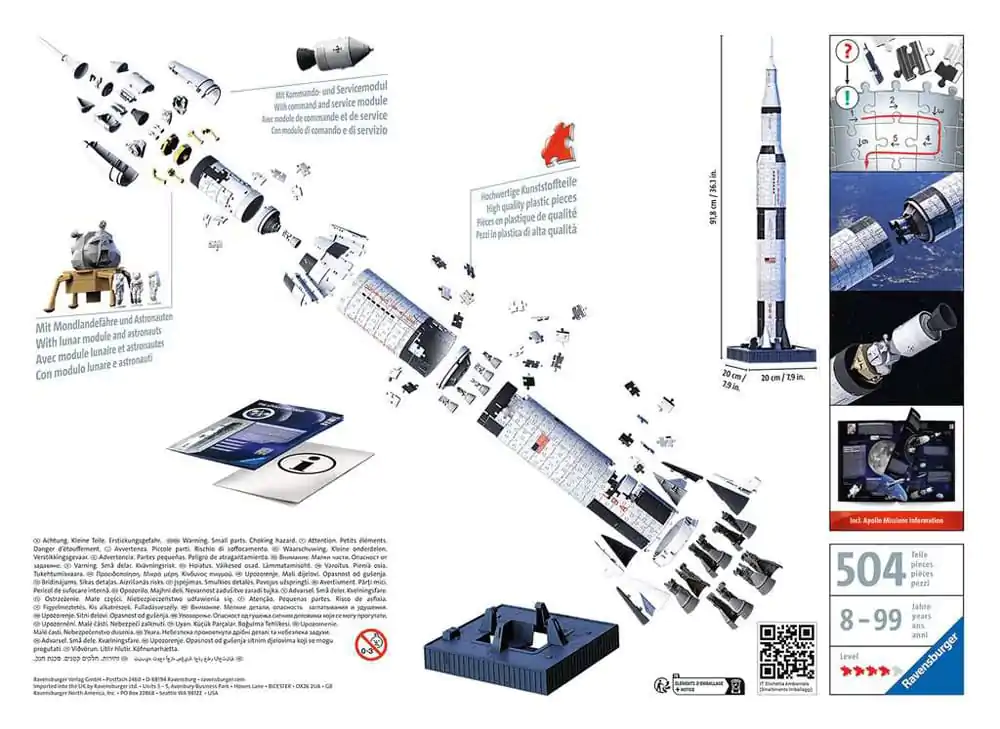 NASA Apollo Saturn V Rocket 3D Puzzle (504 darab) termékfotó