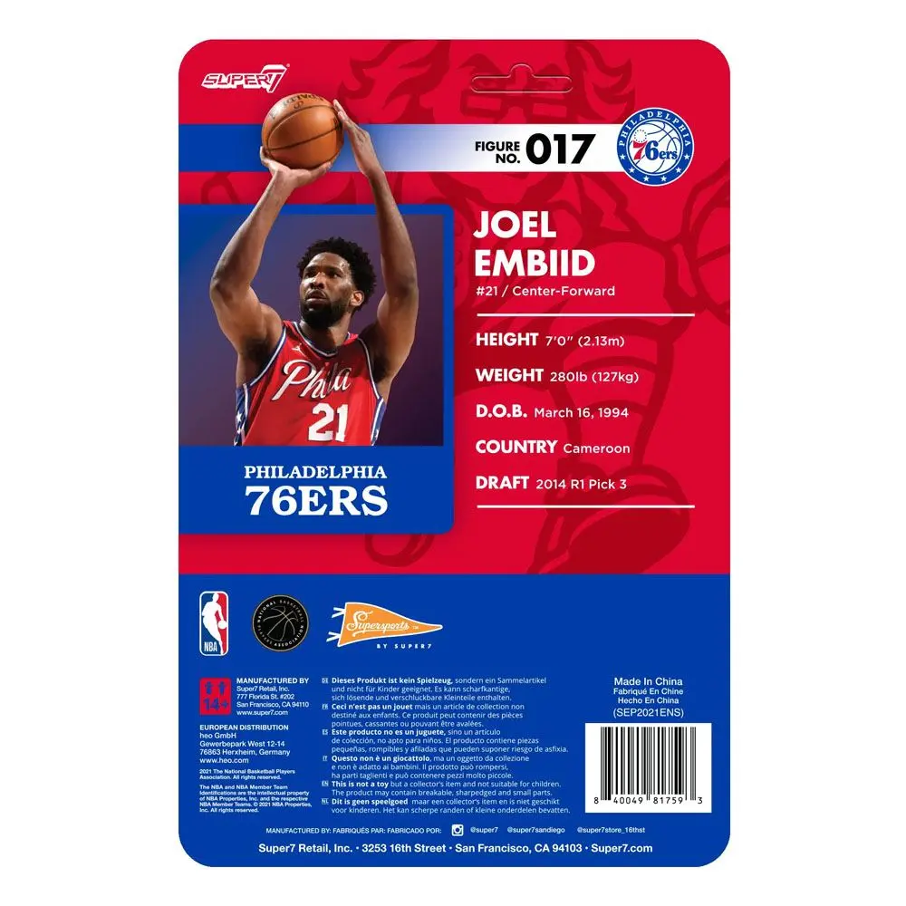 NBA ReAction Wave 3 Joel Embiid (76ers) [Red Statement] akciófigura 10 cm termékfotó