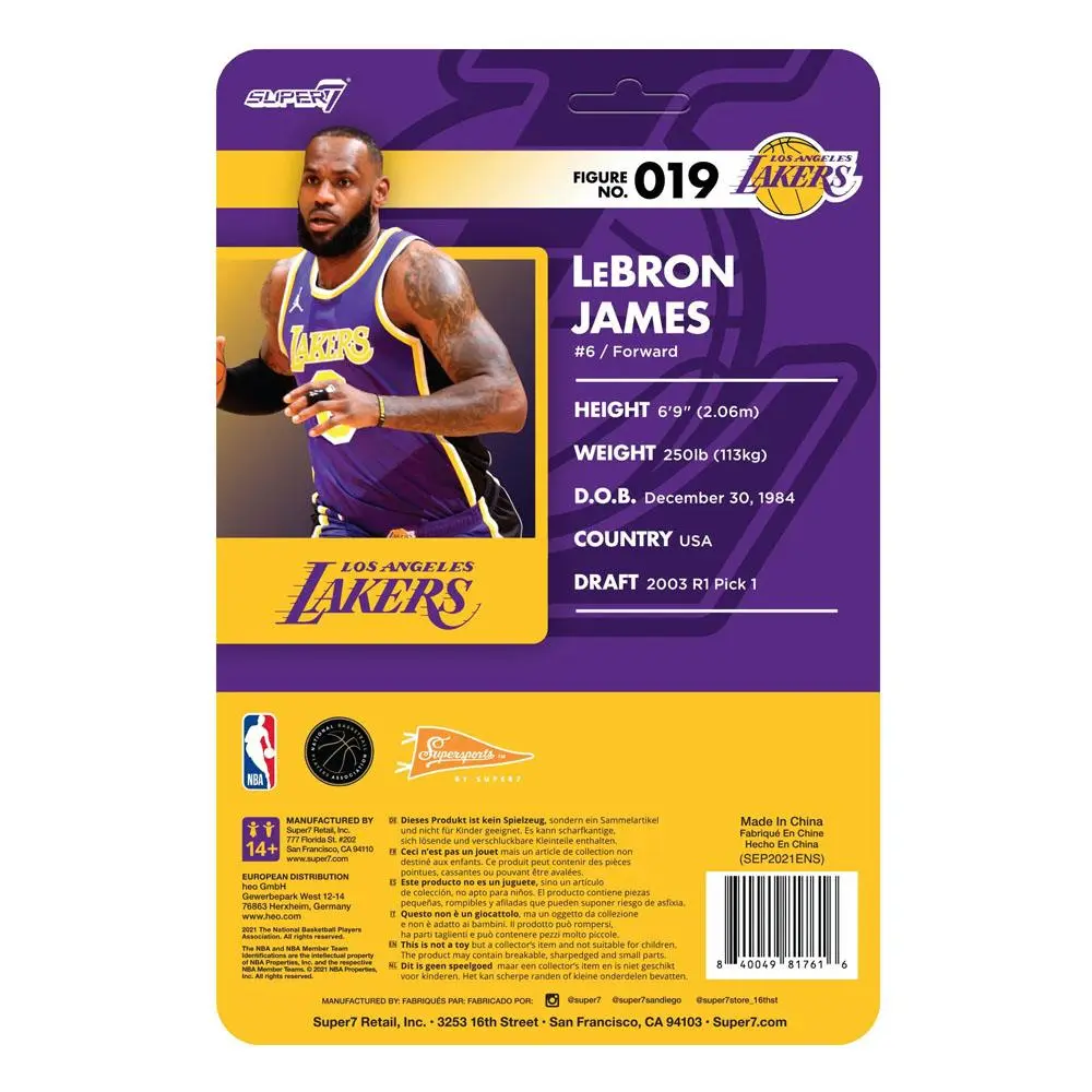 NBA ReAction Wave 3 LeBron James (Lakers) [Purple Statement] akciófigura 10 cm termékfotó