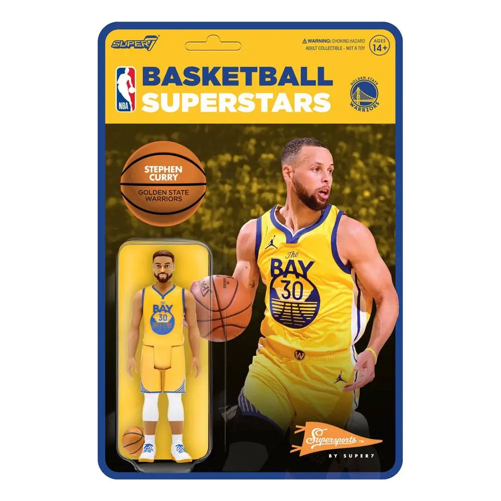 NBA ReAction Wave 3 Steph Curry (Warriors) [Yellow Statement] akciófigura 10 cm termékfotó