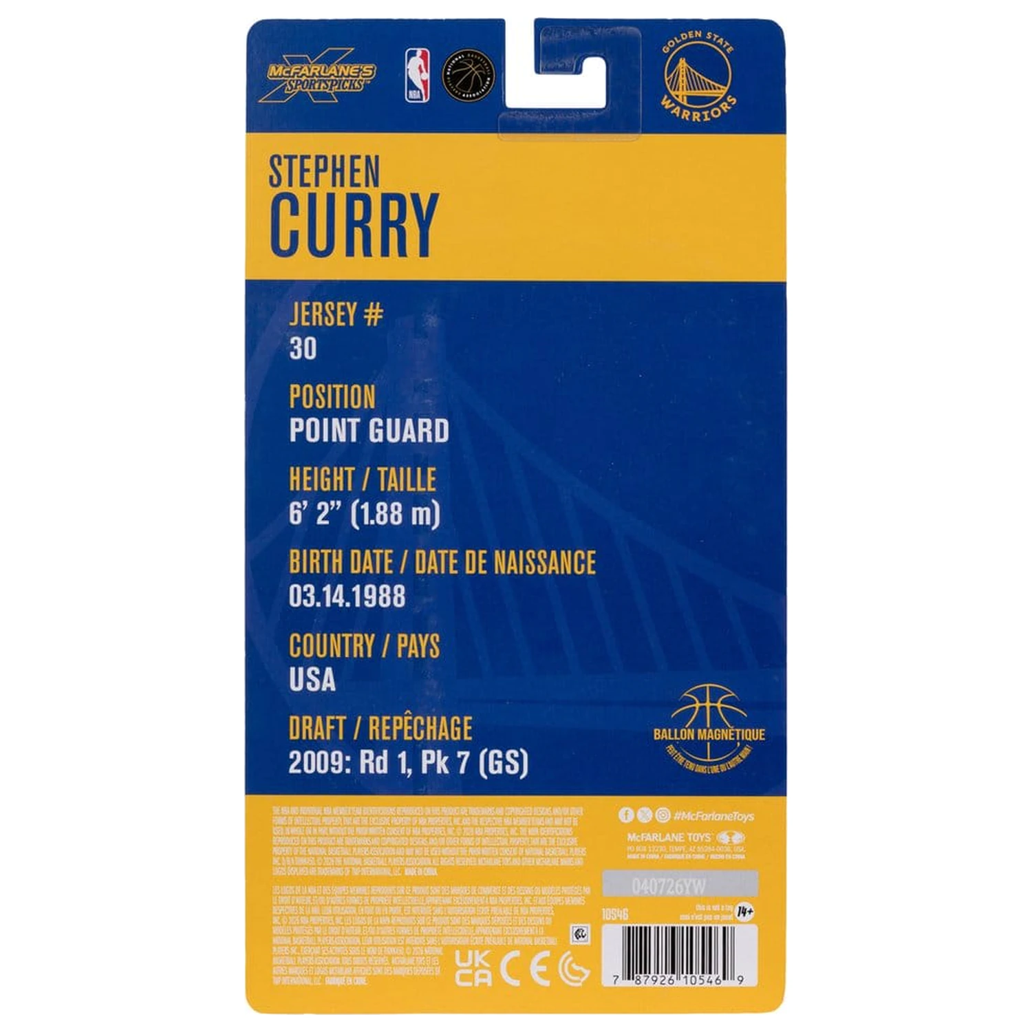 NBA SportsPicks akciófigura Stephen Curry (Golden State Warriors) 15 cm termékfotó