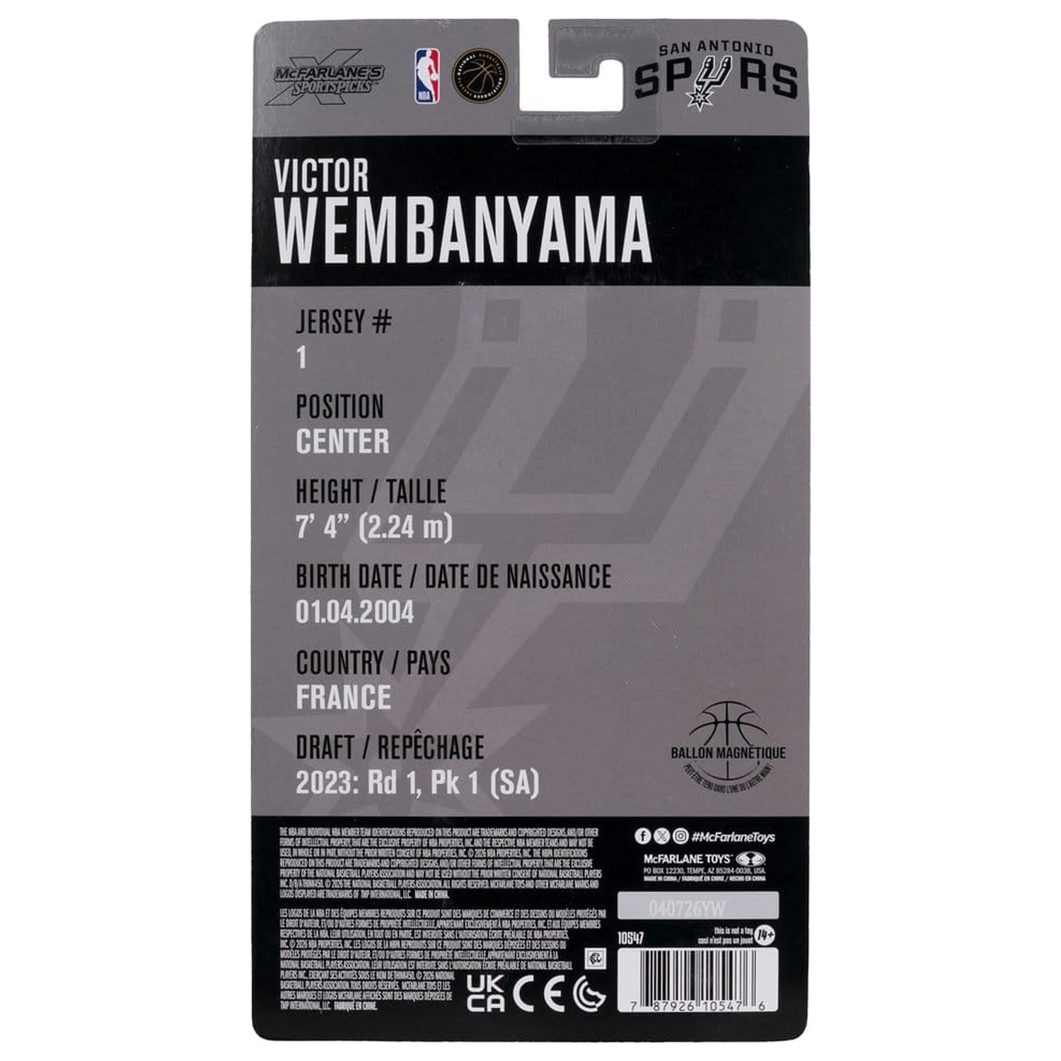 NBA SportsPicks akciófigura Victor Wembanyama (San Antonio Spurs) 17 cm termékfotó