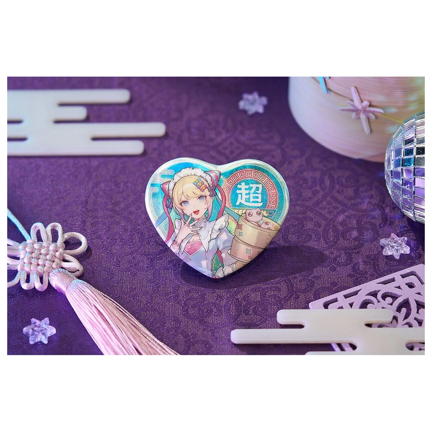 Needy Streamer Overload Needy Streamer Chinese Restaurant Series Heart-Shaped Pinback Button OMGkawaiiAngel 7 x 6 cm termékfotó