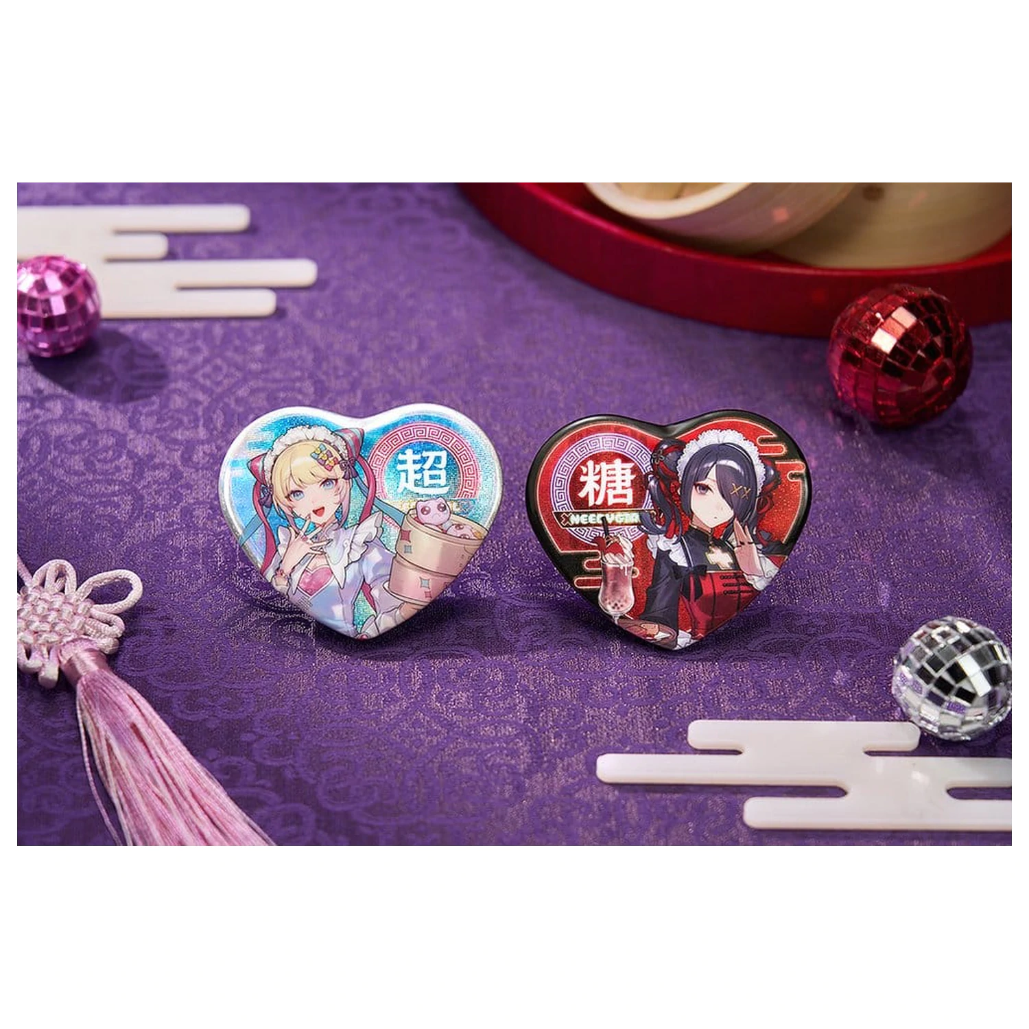 Needy Streamer Overload Needy Streamer Chinese Restaurant Series Heart-Shaped Pinback Button OMGkawaiiAngel 7 x 6 cm termékfotó