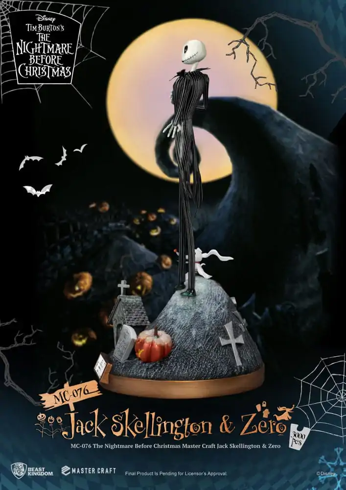 Nightmare before Christmas Master Craft Jack Skellington & Zero szobor figura 39 cm termékfotó