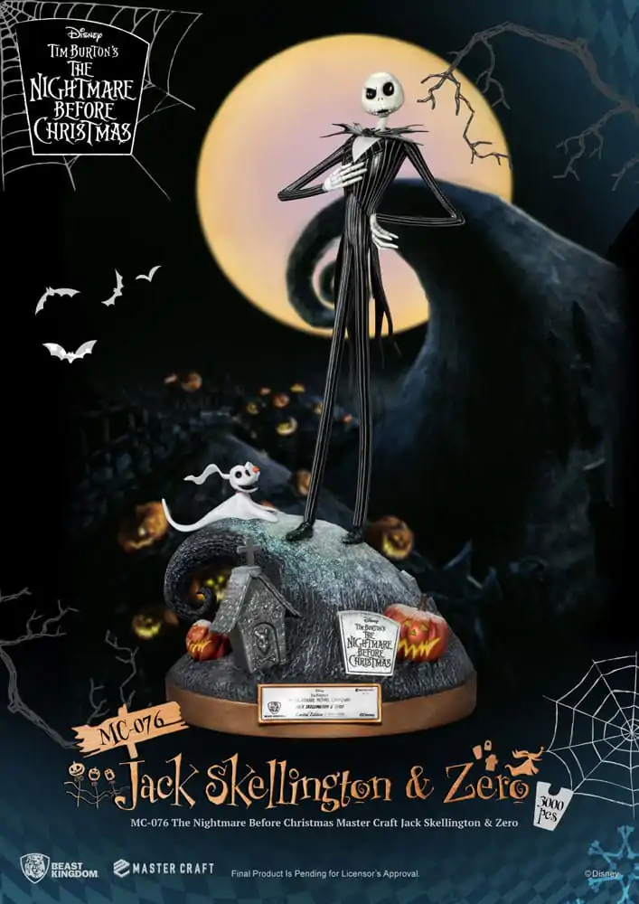 Nightmare before Christmas Master Craft Jack Skellington & Zero szobor figura 39 cm termékfotó