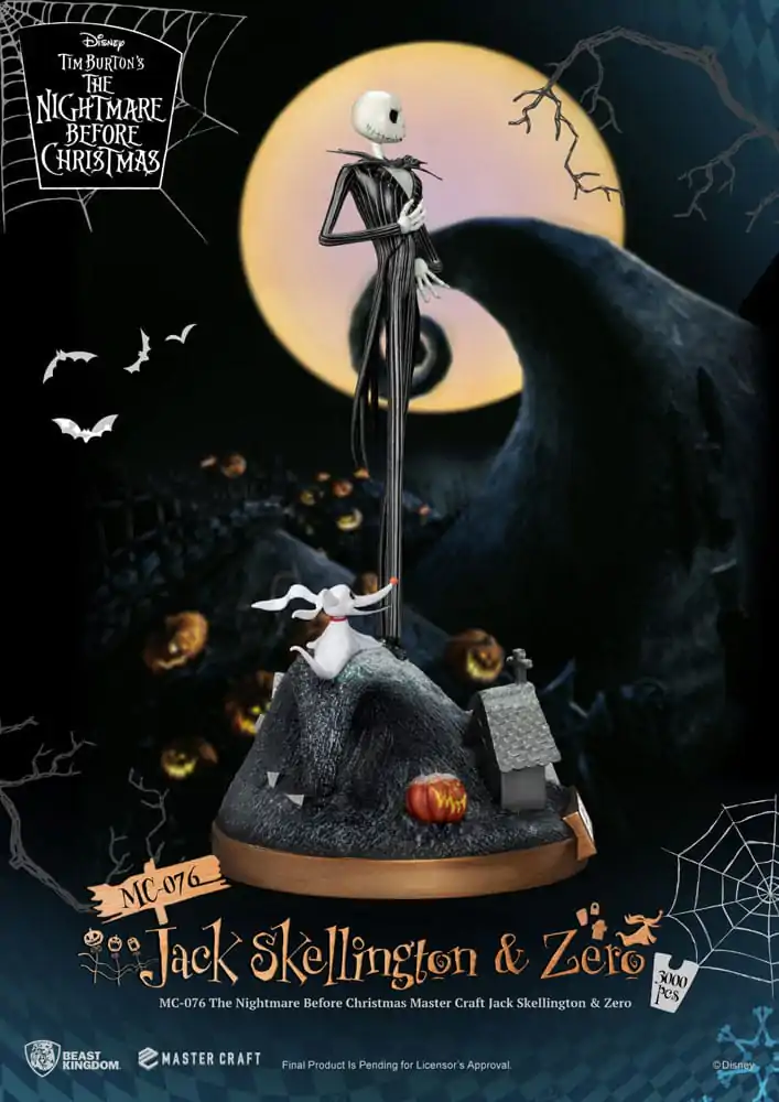 Nightmare before Christmas Master Craft Jack Skellington & Zero szobor figura 39 cm termékfotó