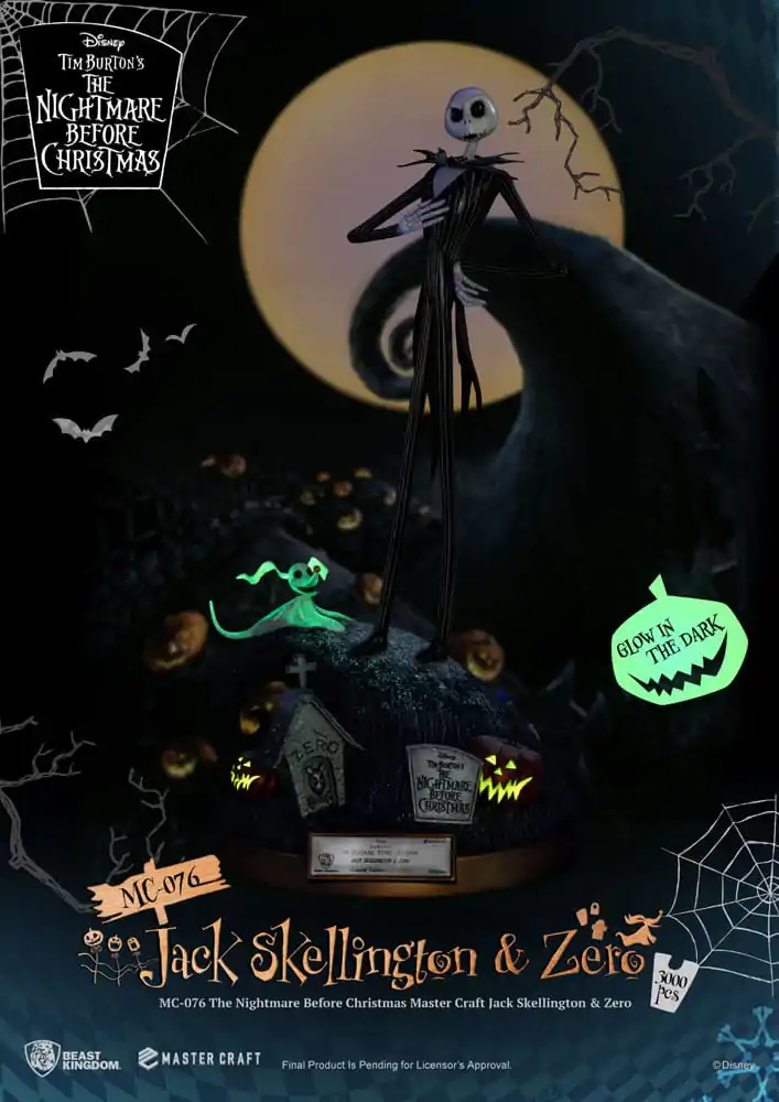 Nightmare before Christmas Master Craft Jack Skellington & Zero szobor figura 39 cm termékfotó