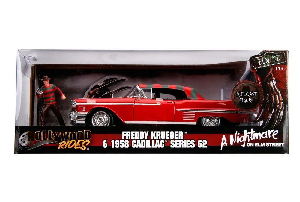 Nightmare on Elm Street Diecast Model American Horror Rides 1/24 1958 Cadillac és figura termékfotó