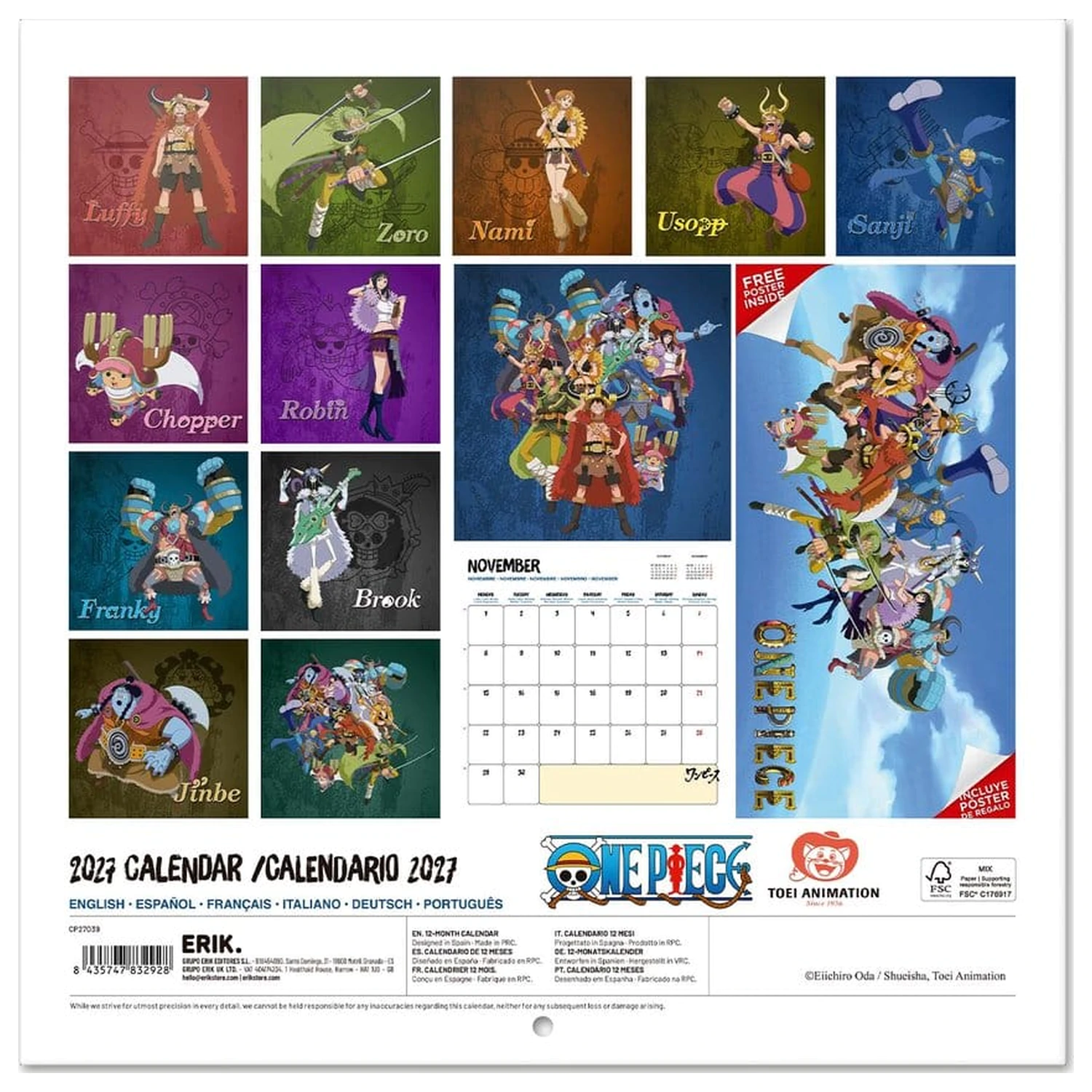 One Piece fali naptár 2027 30 x 30 cm termékfotó