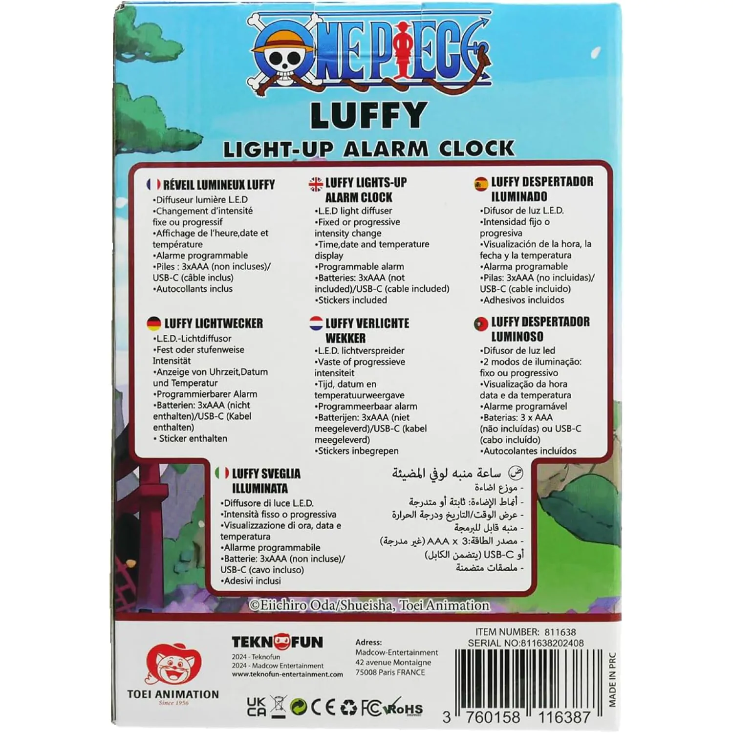 One Piece Luffy ébresztőóra figura 20cm termékfotó