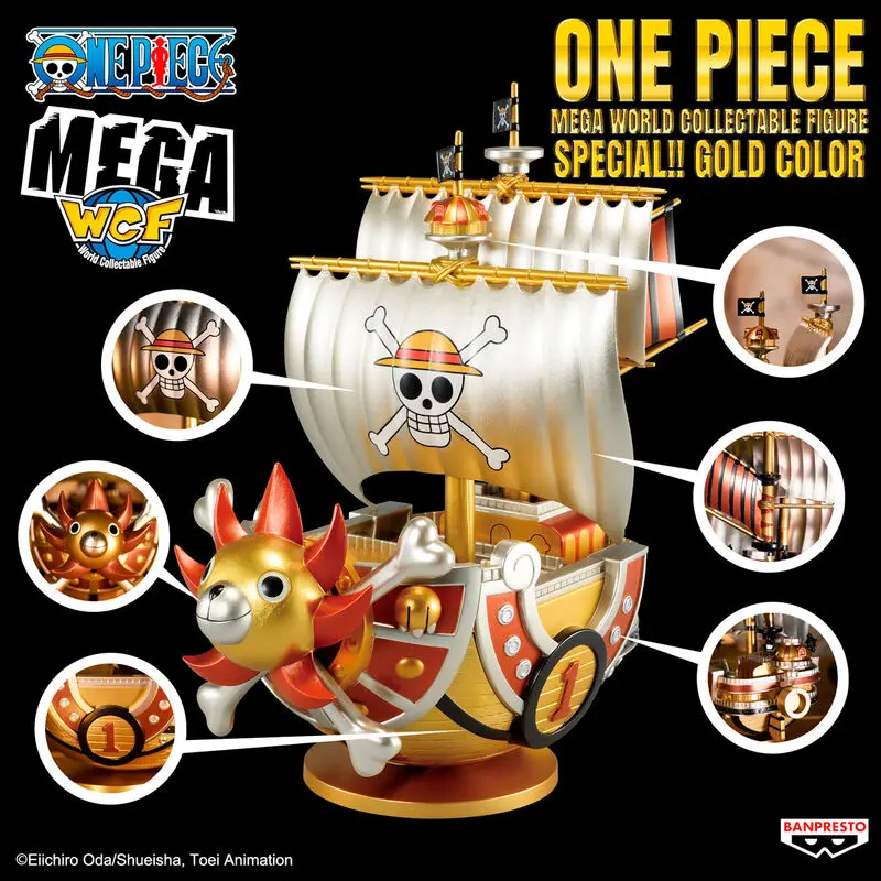 One Piece Mega World Collectable Thousand Sunny Gold Color figura 19cm termékfotó