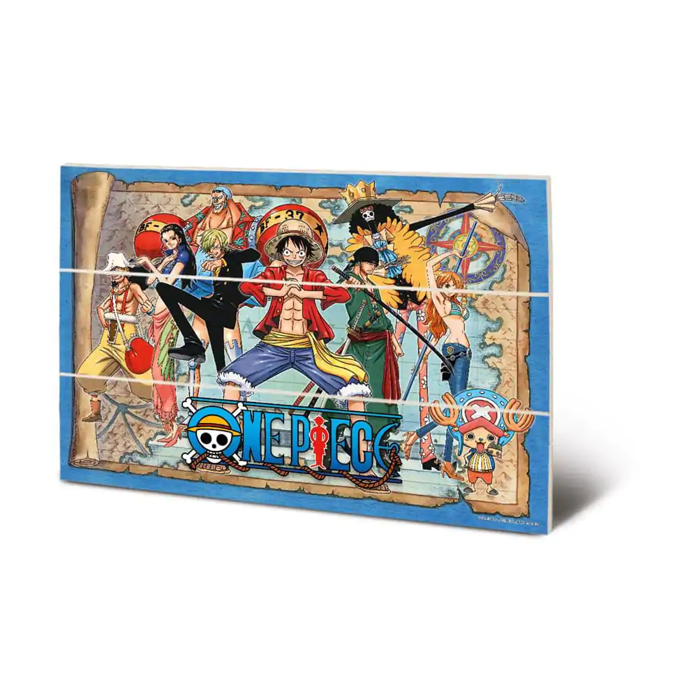 One Piece Straw Hat Pirates Map fa fali dekoráció 20 x 30 cm termékfotó