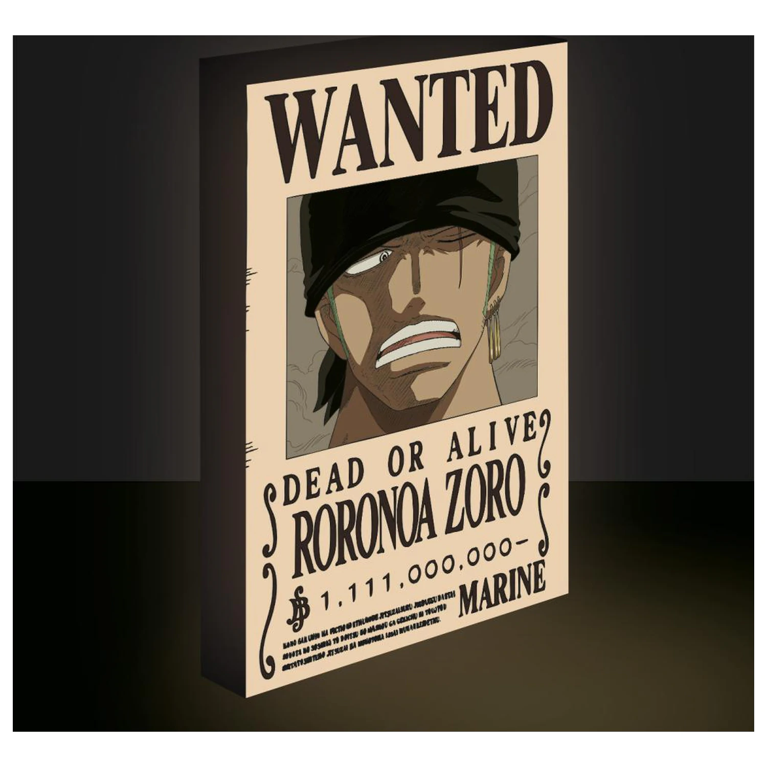 One Piece Zoro Wanted megvilágított poszter 40x30 cm termékfotó
