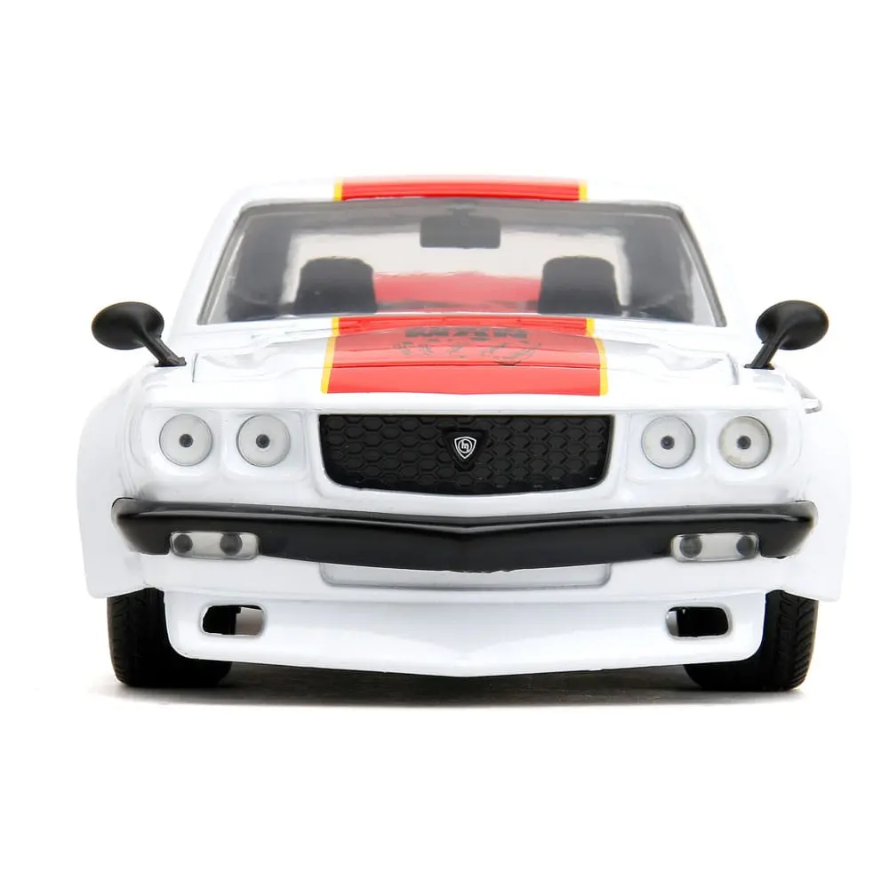 One Punch Man Hollywood Rides Diecast Model 1/24 1974 Mazda RX-3 és One Punch Man figura termékfotó