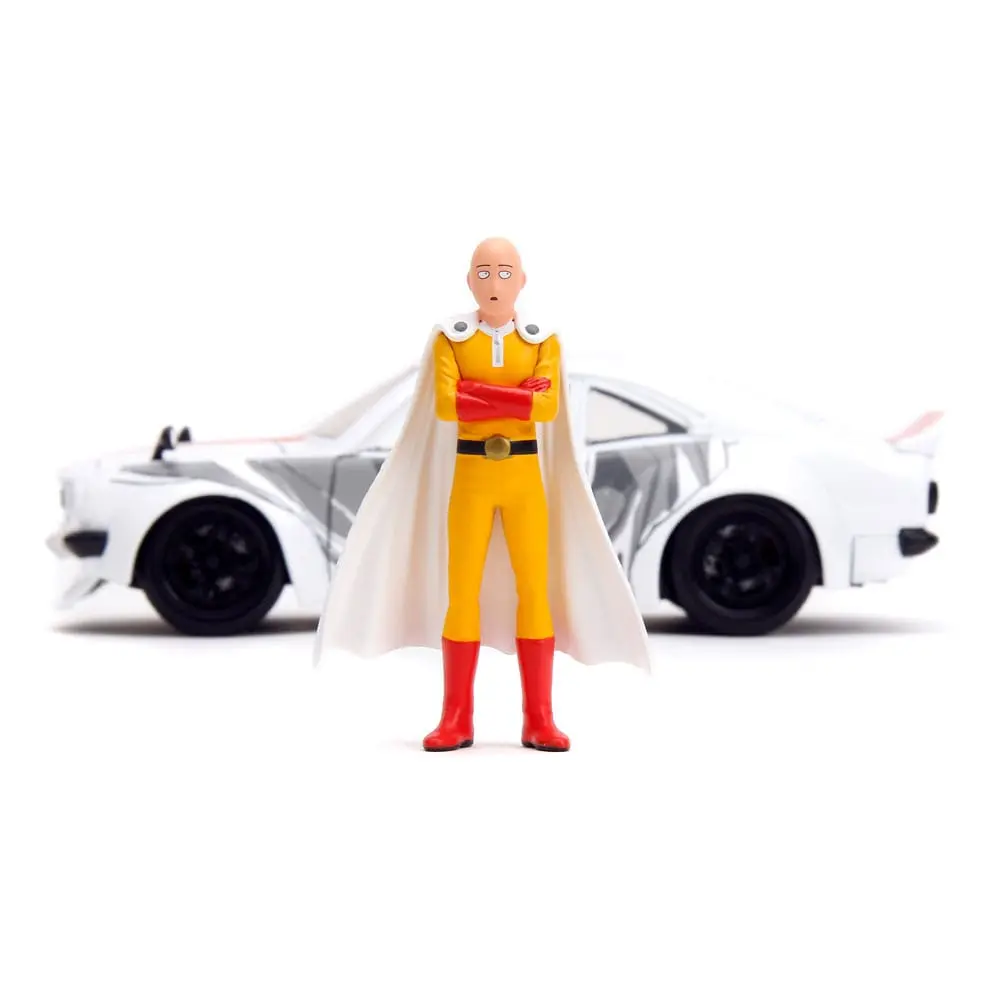 One Punch Man Hollywood Rides Diecast Model 1/24 1974 Mazda RX-3 és One Punch Man figura termékfotó