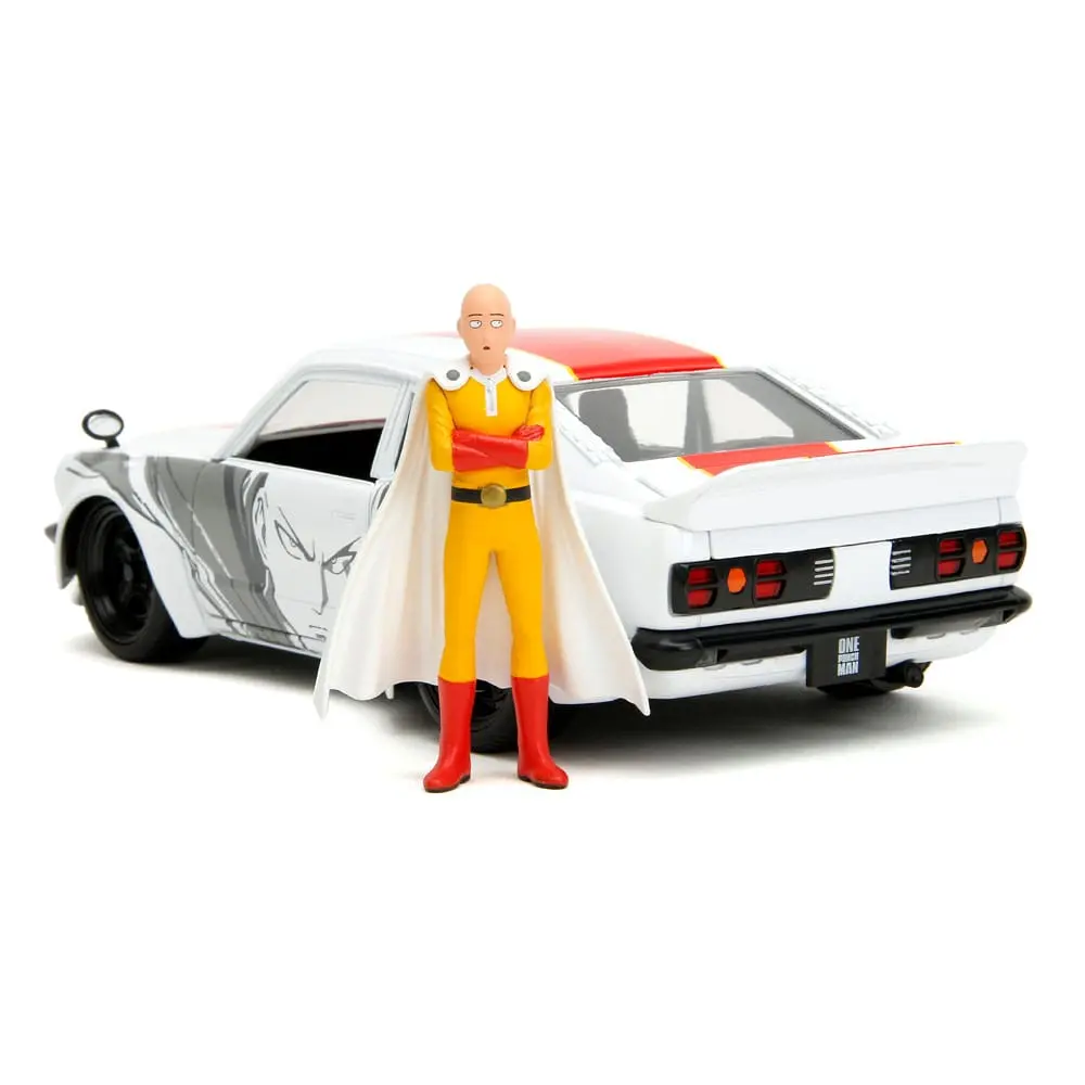 One Punch Man Hollywood Rides Diecast Model 1/24 1974 Mazda RX-3 és One Punch Man figura termékfotó