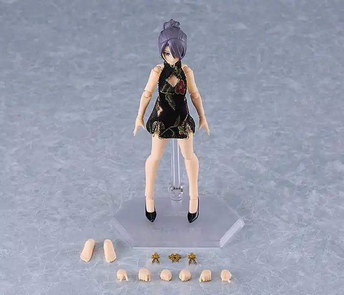 Original Character Figma Female Body (Mika) Mini Skirt Chinese Dress Outfit (Black) akciófigura 13 cm termékfotó
