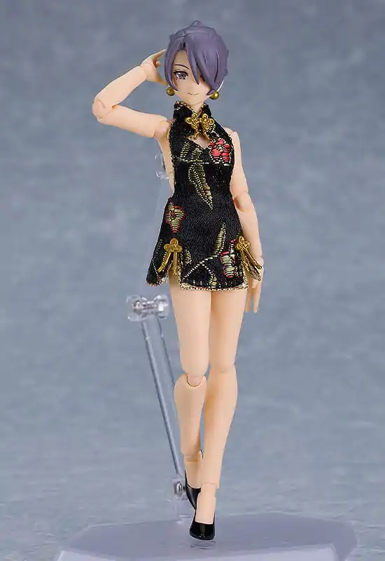 Original Character Figma Female Body (Mika) Mini Skirt Chinese Dress Outfit (Black) akciófigura 13 cm termékfotó