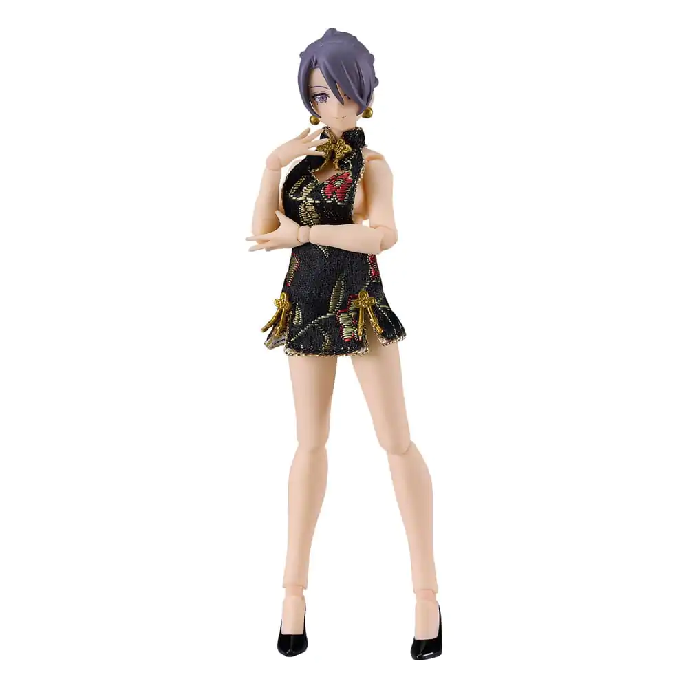 Original Character Figma Female Body (Mika) Mini Skirt Chinese Dress Outfit (Black) akciófigura 13 cm termékfotó