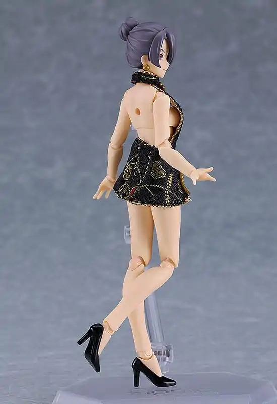 Original Character Figma Female Body (Mika) Mini Skirt Chinese Dress Outfit (Black) akciófigura 13 cm termékfotó