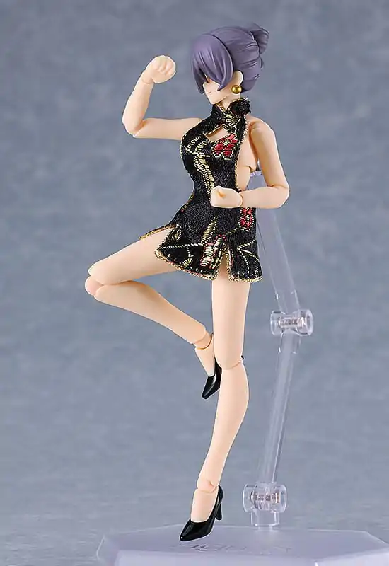 Original Character Figma Female Body (Mika) Mini Skirt Chinese Dress Outfit (Black) akciófigura 13 cm termékfotó