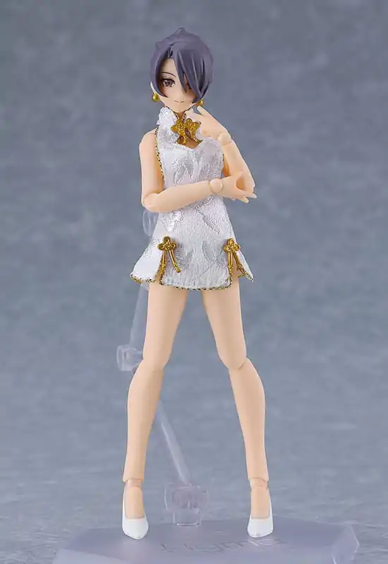 Original Character Figma Female Body (Mika) Mini Skirt Chinese Dress Outfit (White) akciófigura 13 cm termékfotó