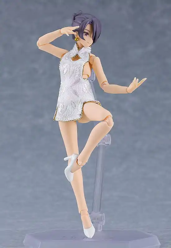 Original Character Figma Female Body (Mika) Mini Skirt Chinese Dress Outfit (White) akciófigura 13 cm termékfotó