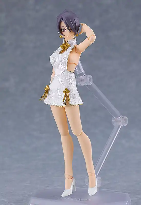 Original Character Figma Female Body (Mika) Mini Skirt Chinese Dress Outfit (White) akciófigura 13 cm termékfotó