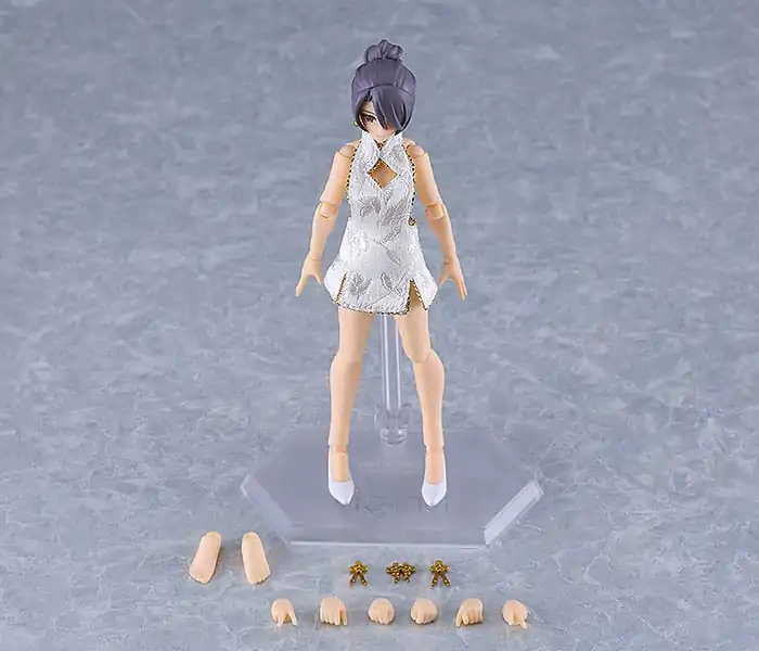 Original Character Figma Female Body (Mika) Mini Skirt Chinese Dress Outfit (White) akciófigura 13 cm termékfotó