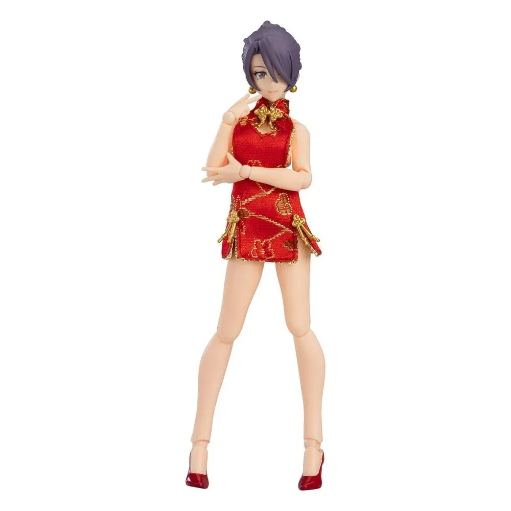 Original Character Figma Female Body (Mika) with Mini Skirt Chinese Dress Outfit akciófigura 13 cm termékfotó