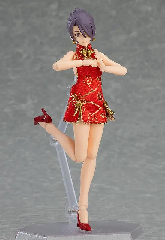 Original Character Figma Female Body (Mika) with Mini Skirt Chinese Dress Outfit akciófigura 13 cm termékfotó