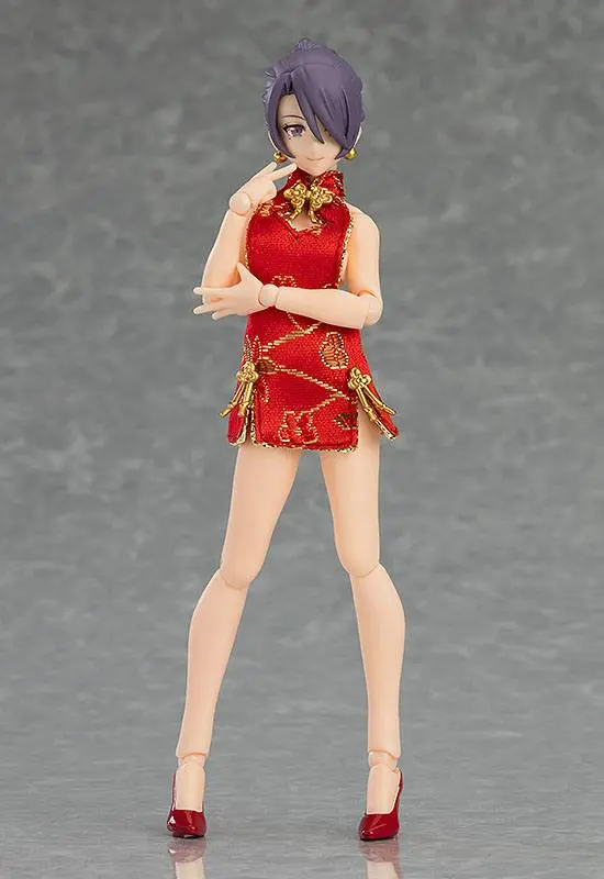 Original Character Figma Female Body (Mika) with Mini Skirt Chinese Dress Outfit akciófigura 13 cm termékfotó