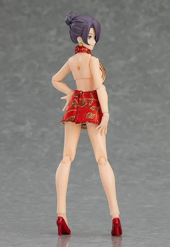 Original Character Figma Female Body (Mika) with Mini Skirt Chinese Dress Outfit akciófigura 13 cm termékfotó
