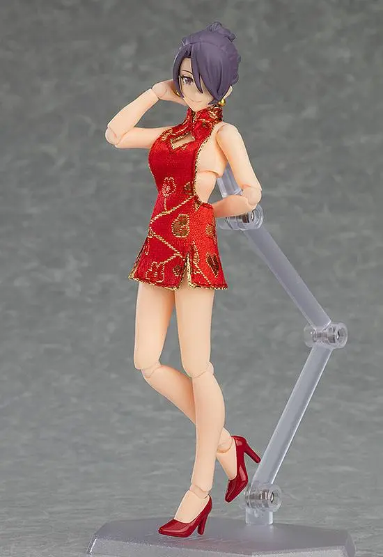 Original Character Figma Female Body (Mika) with Mini Skirt Chinese Dress Outfit akciófigura 13 cm termékfotó