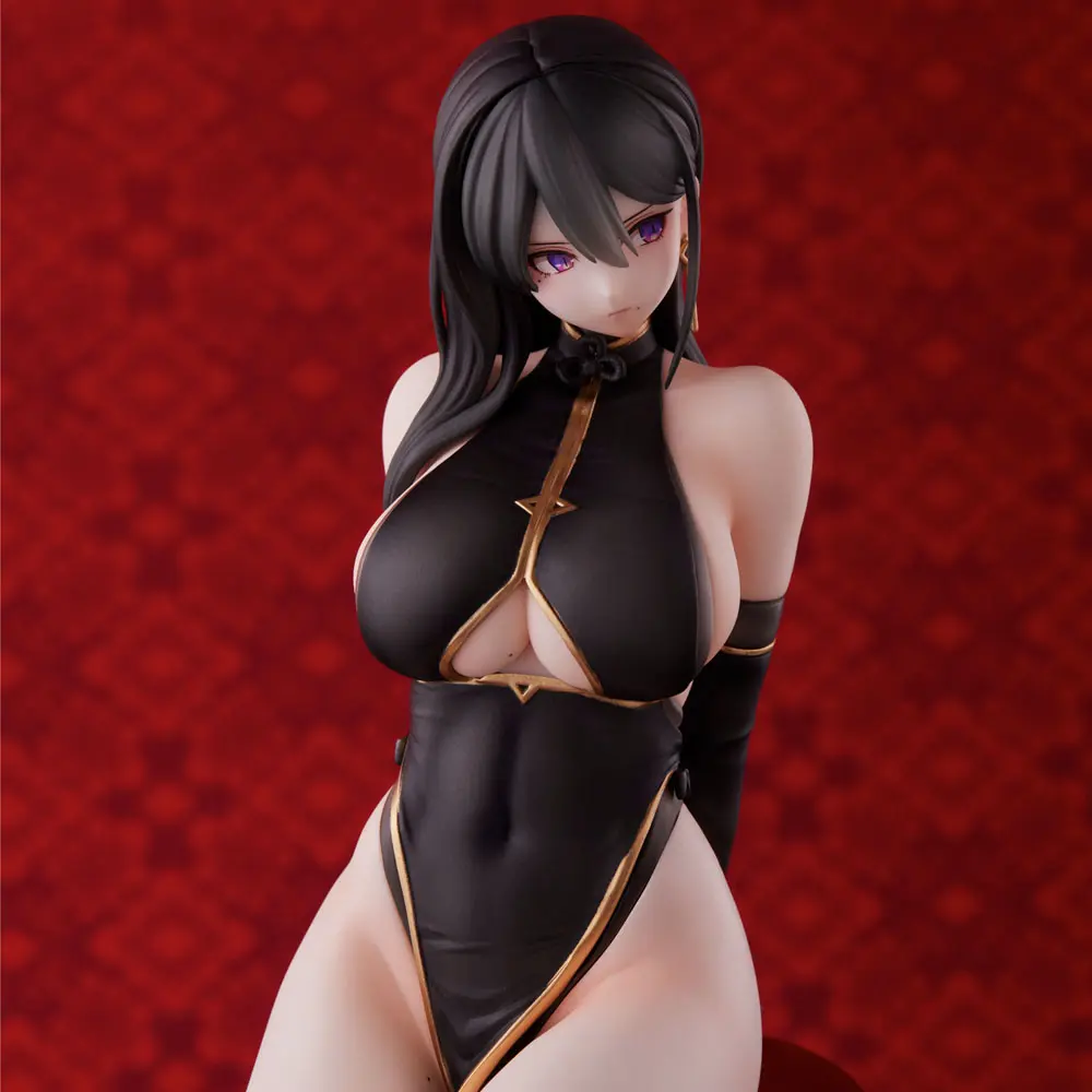 Original Character Hayabusa Illustration Black China Dress-chan PVC szobor figura 16 cm termékfotó