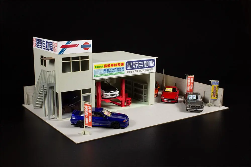 Original Illustration 1/80 1/64 Auto garage - Great Cars Specialtyshop papír modell készlet 10 cm termékfotó
