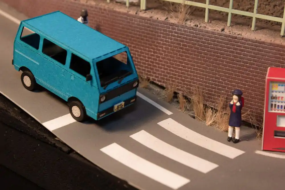 Original Illustration 1/80 1/80 Town Corner Accessory Series Kei Van (white/blue/silver) papír modell készlet 2 cm termékfotó