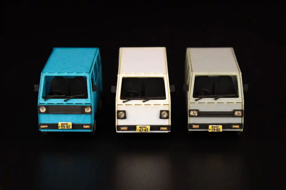 Original Illustration 1/80 1/80 Town Corner Accessory Series Kei Van (white/blue/silver) papír modell készlet 2 cm termékfotó