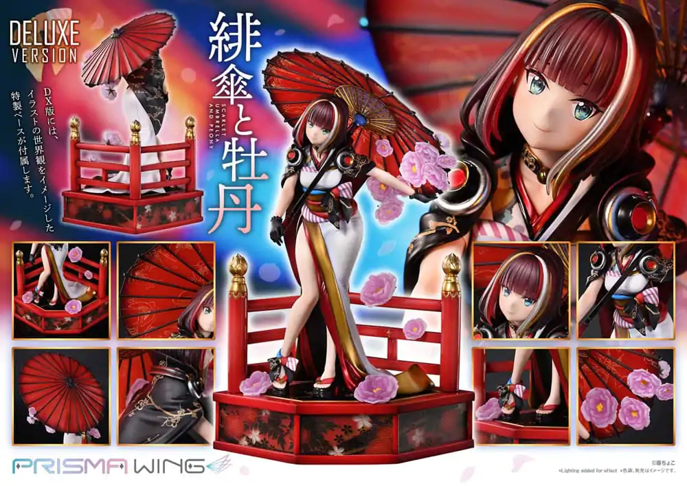 Original Illustration by Fuzichoco Prisma Wing 1/7 Scarlet Umbrella And Peony Deluxe Version PVC szobor figura 32 cm termékfotó