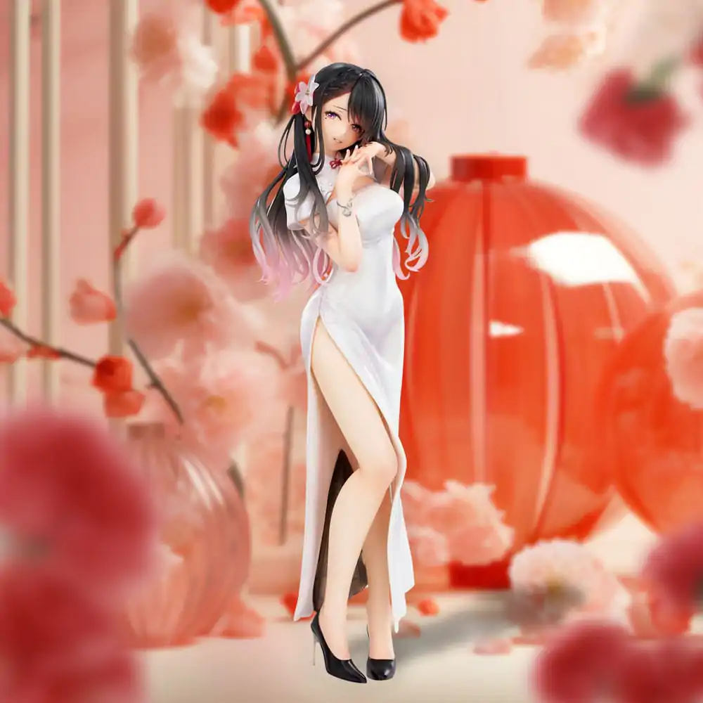Original Illustration PVC szobor figura Mai Okuma illustration Healing-type white chinese dress lady 26 cm termékfotó