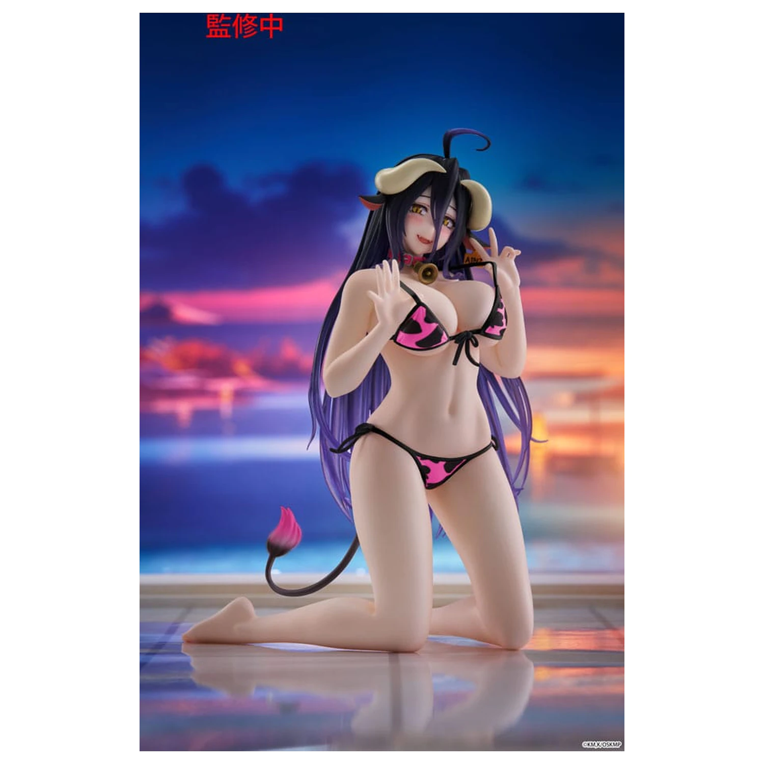 Overlord Desktop Cute figura Albedo Cow-Print Swimsuit Ver. Renewal PVC szobor figura 13 cm  termékfotó