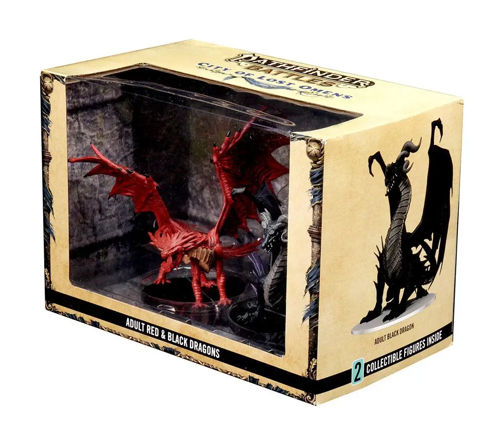 Pathfinder Battles City of Lost Omens pre-painted Premuim Miniatures  2-Pack Adult Red &amp; Black Dragon termékfotó