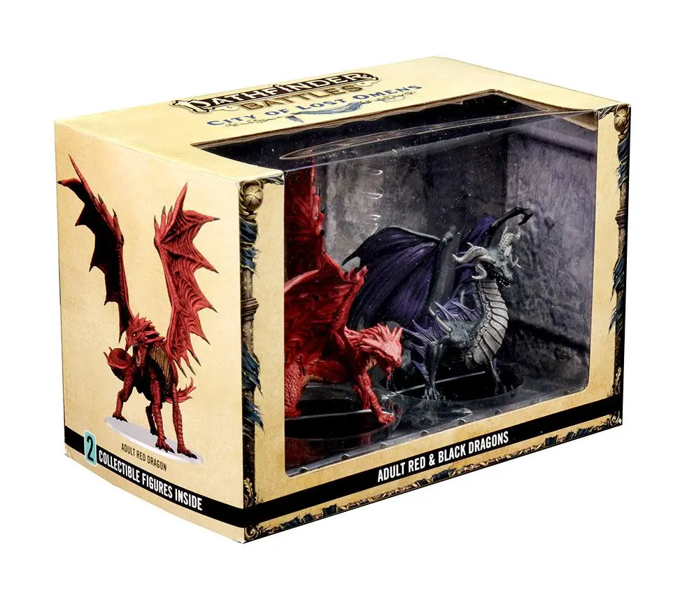 Pathfinder Battles City of Lost Omens pre-painted Premuim Miniatures  2-Pack Adult Red &amp; Black Dragon termékfotó